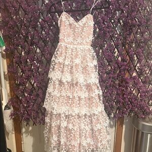 Endless Rose Pink and White Floral Lace Dress NWT